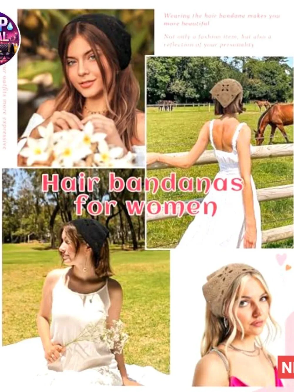 Floral Crochet Hair Bandanas Headscarf 2 PCS Daisy Headband Vintage Head